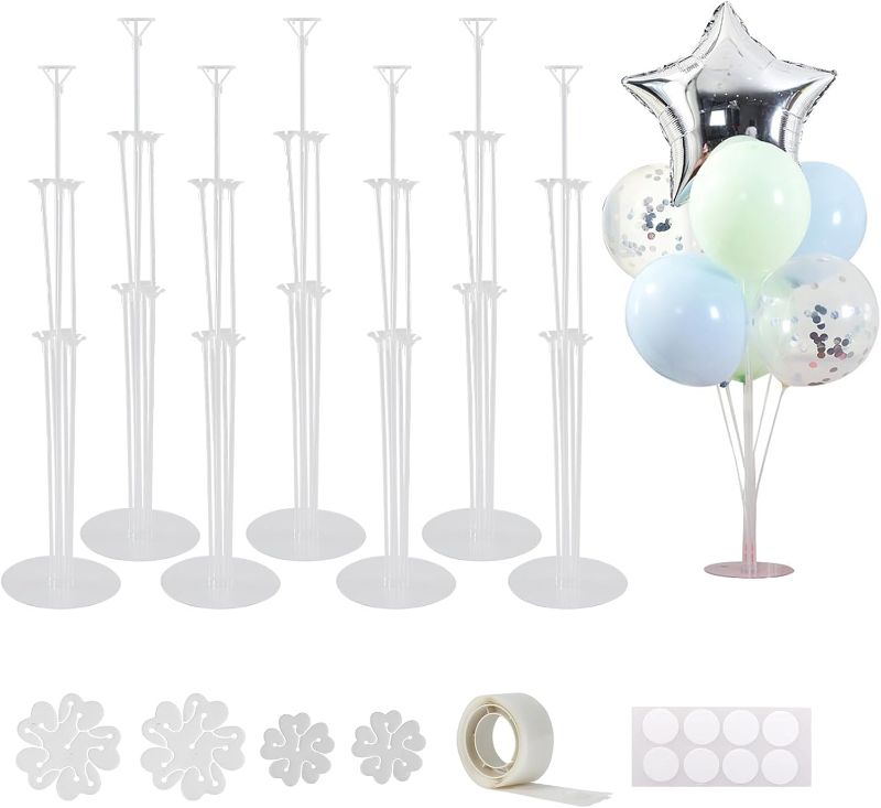 Photo 1 of 7 Sets 28 Inch Balloon Stand Kits, Balloon Sticks with Base For Table Floor Graduation Baby Shower Happy Birthday Engagement Fiesta Party Decorations Class