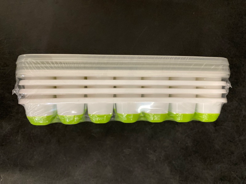 Photo 1 of Ice Cube Trays, 4 Pack Durable Stackable Ice Trays for Freezer with Spill-Resistant & Removable Lids, LFGB Certified and BPA Free, Easy-Release 56 pcs Silicone Ice Maker for Cocktail, Coffee, Beer