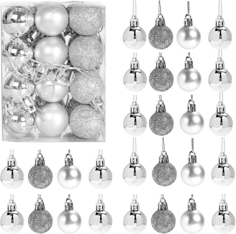 Photo 1 of 30mm/1.18 inch Christmas Ball 6/Set 140 PCS Shatterproof Christmas Ornaments Christmas Tree Ornament Set Ball Ornaments Silver - Sparkly, Matt, Shiny 