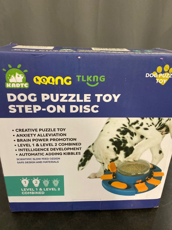 Photo 3 of Dog Puzzle Toys for Small/Medium/Large Dogs Slow Feeder w/Button Level 2 in 1 Boredom Busters Keep Them Busy Enrichment Toy Puzzles Food/Treat Dispenser Puppy Brain Mental Stimulation Game YLW