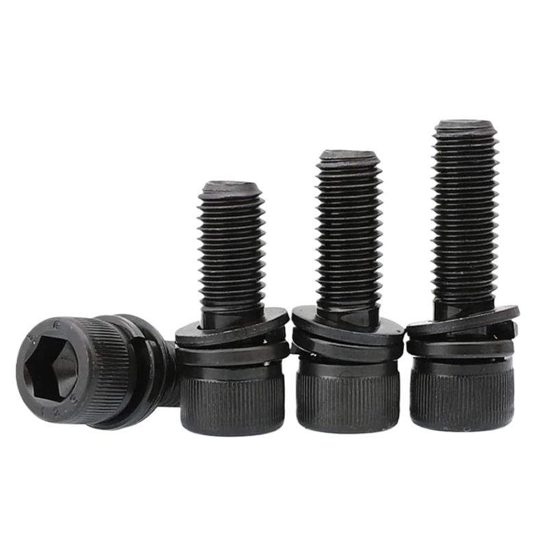 Photo 1 of 2 Sets M3 M4 M5 M6 M8 M10 M12 Black 12.9 Grade Hexagon Socket Head Cap Screws Flat Washers Spring Washers Combination Set(6mm,M3)