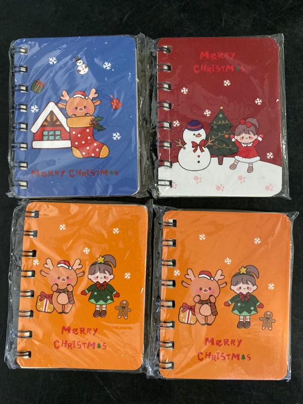 Photo 2 of 4Pcs Small Christmas Notebooks Twin-coil Binding Mini Notebook Small Writing Pad For Student Girl And Boy Christmas Gift Christmas Notebooks For Kids Christmas Notebook Christmas Notebook Journal