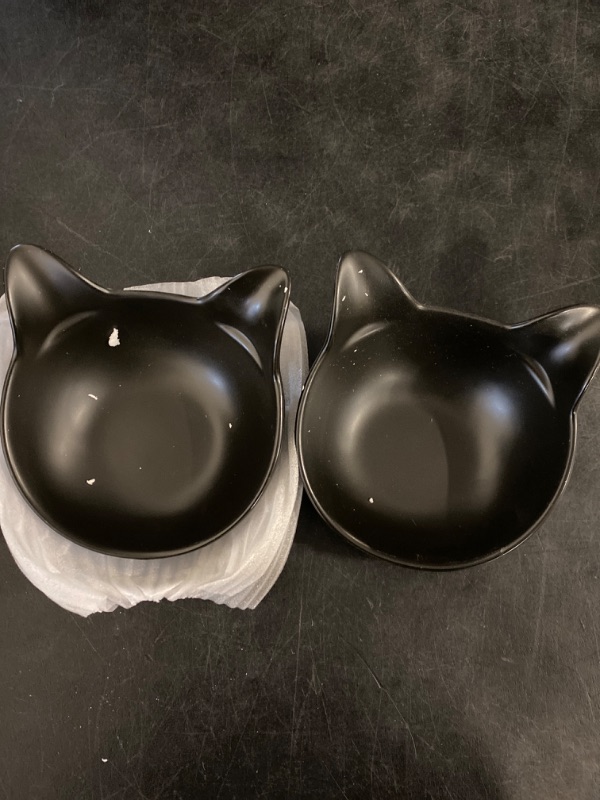 Photo 2 of 2 Black Ceramic Kitty Cat Bowls
