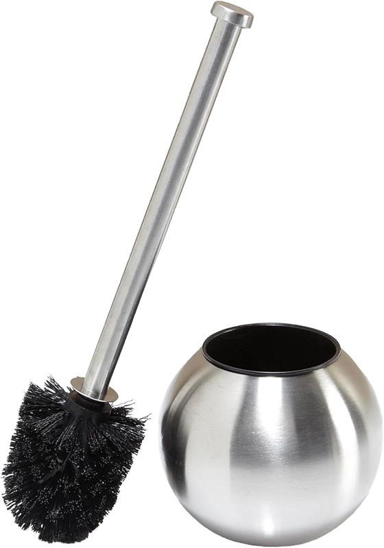 Photo 1 of Bath Bliss Globe Shape Weighted Bottom Holder Set, Hygienic Rust Resistant, Heavy Duty Toilet-Brushes, 1 Pack, Stainless Steel