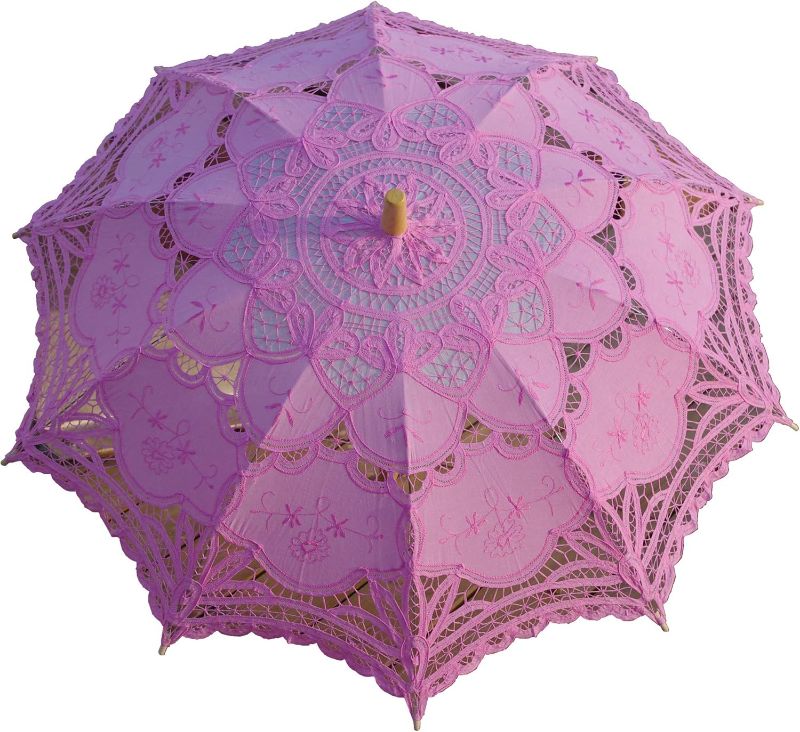 Photo 1 of Handmade Pink Lace Parasol Umbrella Wedding Bridal 30 Inch Adult Size