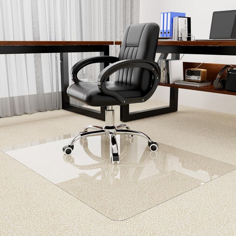 Photo 1 of Heavy Duty Office Chair Mat for Carpet and Hardwood Floors,48'' x 36'' Crystal Clear- 0.05 Inches Heavy Duty Crystal Clear Desk Chair Mat for Office Home, 1.2mm