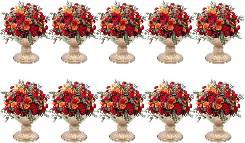 Photo 1 of 5"-10 Pcs Metal Flower Gold Vase Wedding Centerpieces for Table Decorations Wedding Party Decoration Flower Vase Trumpet Vase Flower Holder for Anniversary Ceremony Home Event Reception Elegant