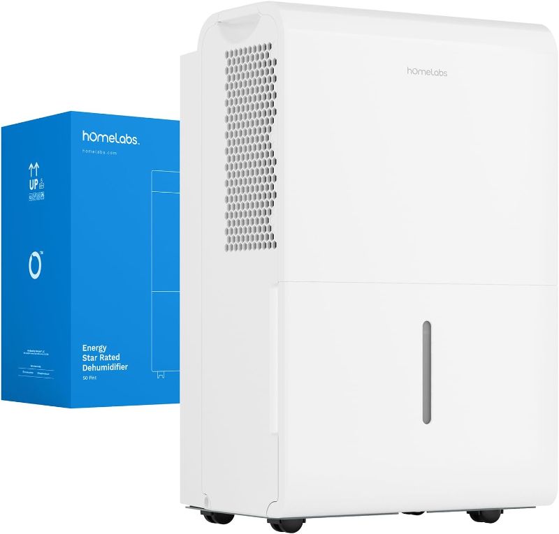 Photo 1 of hOmeLabs 4,500 Sq. Ft WiFi-Enabled Dehumidifier - Powerful Humidity Control for Large Rooms & Basements - Robust Moisture Removal 50 pint (Previously 70 Pint) HME031003N