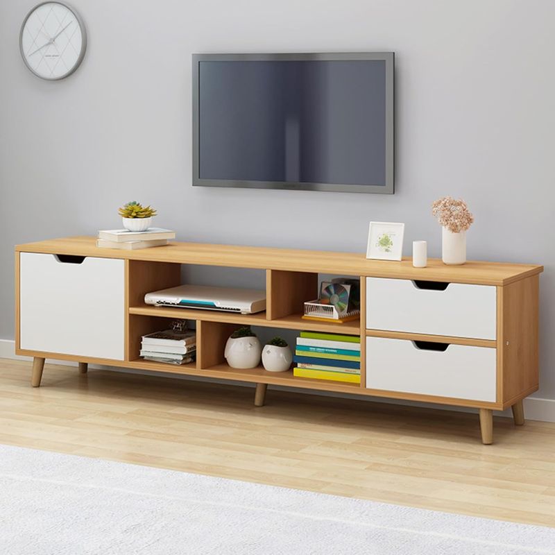 Photo 1 of TV Stand for 55 inch TV,Entertainment Center with 3 Drawers and Open Shelves,Spacious Countertop & Open Shelves Television Stands,Modern Style TV cabinet TV Stands for Living Room Bedroom White