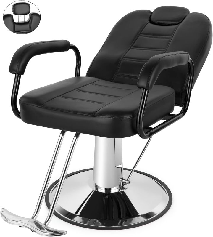 Photo 1 of Artist hand Barbers Chairs, Heavy Duty Hydraulic Reclining Salon Chair Spa Furniture Shampoo Reclining Extra Wider Seat Beauty Hair Salon Equipment(Black)