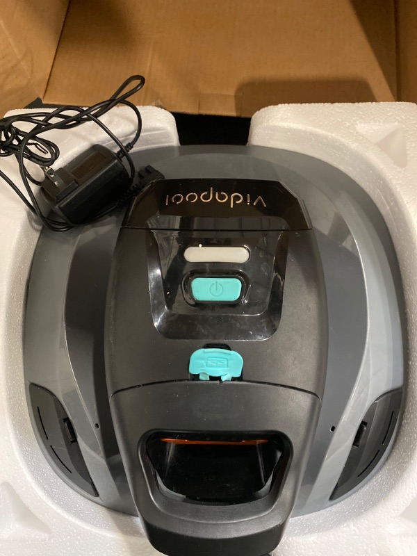 Photo 2 of Cordless Robotic Pool Vacuum Cleaner,Portable Swimming Pool Vacuum Self-Parking Technology with LED Indicator,Ideal for Above Ground/Flat Pools up to 860 Sq.Ft,Lasts 90 Mins Grey