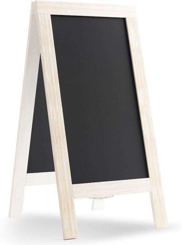 Photo 1 of Sandwich Board Solid Pine Wood Rustic White,Chalk Board Sign Board,Sandwich Board Signs Outdoor, Chalkboard Easel,A Frame Chalkboard Sign,Menu Chalkboard