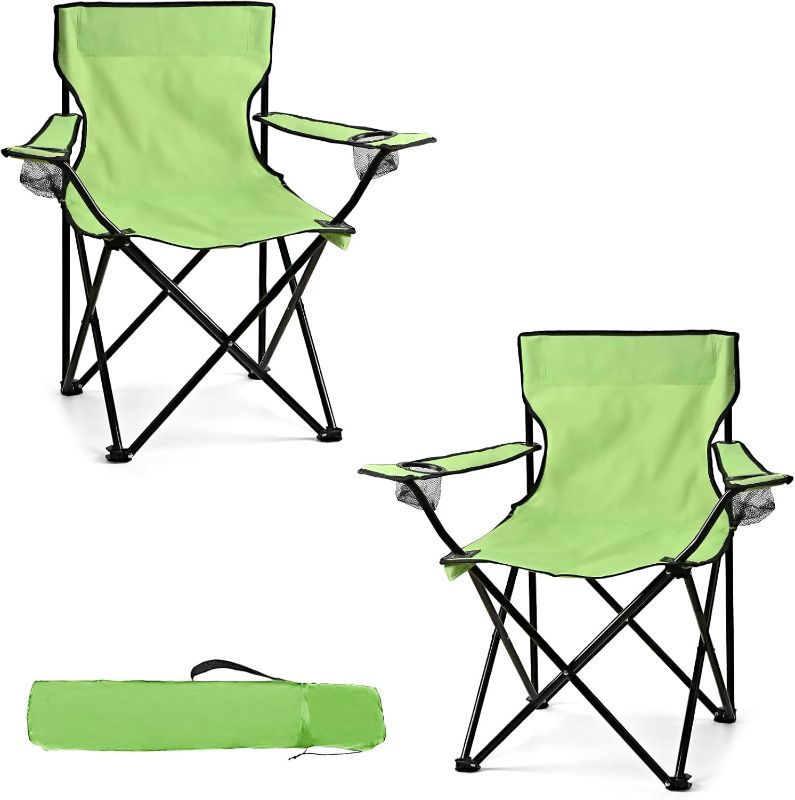 Photo 1 of 2 Pack Camping Chairs - Lightweight and Supportive Chairs for Teens and Lightweight Individuals - Compact, Durable, and Portable - Ideal for Camping, Hiking, Beach, and Picnics - Carry Bag