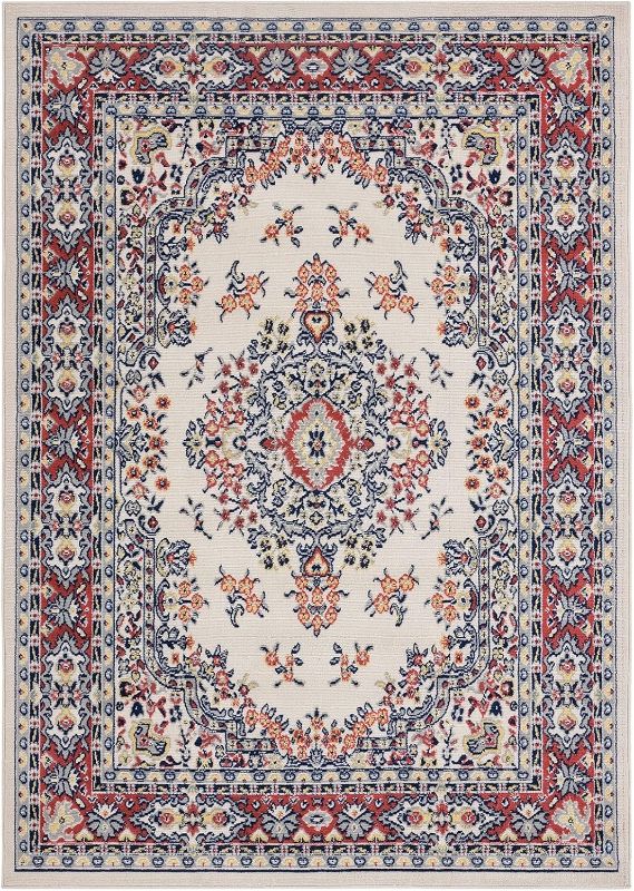 Photo 1 of Home Dynamix Premium Sakarya Traditional Medallion Border Area Rug, Ivory/Red, 5'3"x7'5" Rectangle