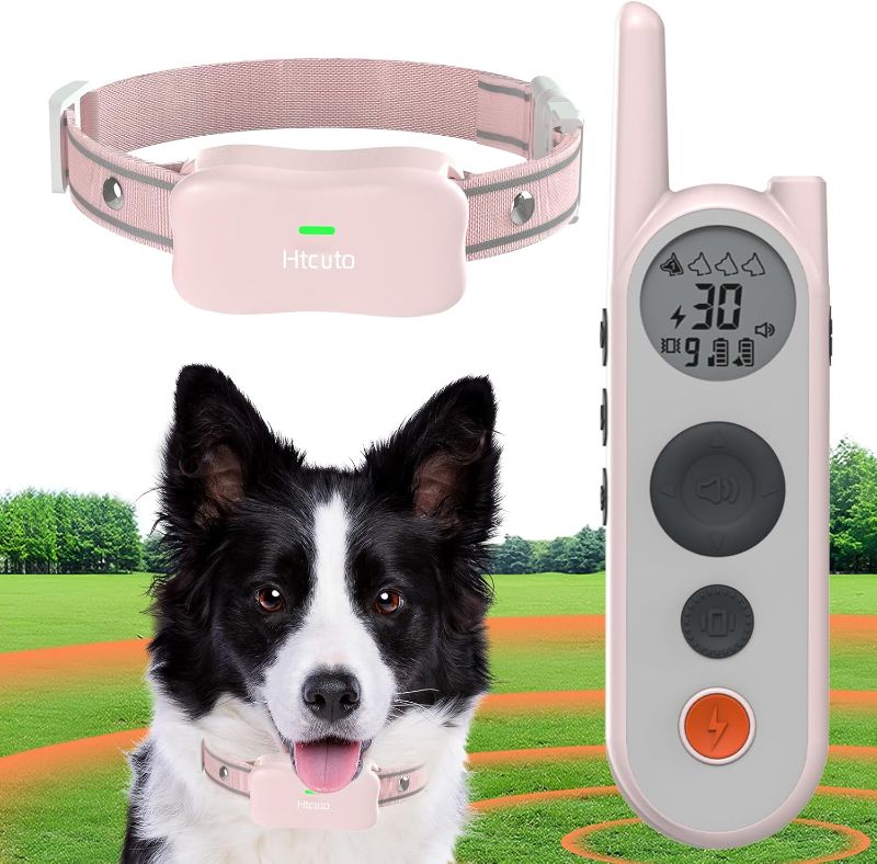 Photo 1 of Wireless Dog Fence System Electric Fence for Dogs 6000FT No Wire Boundary Shock Dog Training Collar with Remote 185 Days Standby Time, Waterproof Wireless Collar (Pink, 1 Collar)