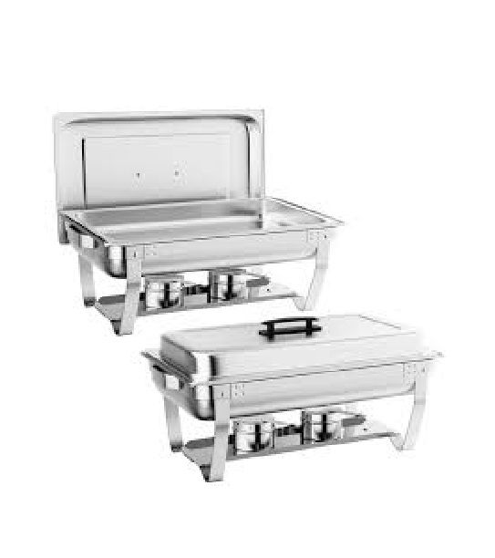 Photo 1 of 8 Qt 6 Pack Full Size Stainless Steel Chafing Dishes Buffet Set, Silver Rectangular Catering Chafer Warmer Set with Trays Pan Lid Folding Frame Stand for Kitchen Party Banquet Dining