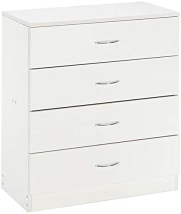 Photo 1 of 4 Drawer Dresser, Wood Drawer Chest Dresser Cabinet with Storage, Clothing Organizer with Cut-Out Handle, Storage Cabinet, Nightstand for Living Room, Bedroom, Hallway, Entryway (White-4 Drawer)