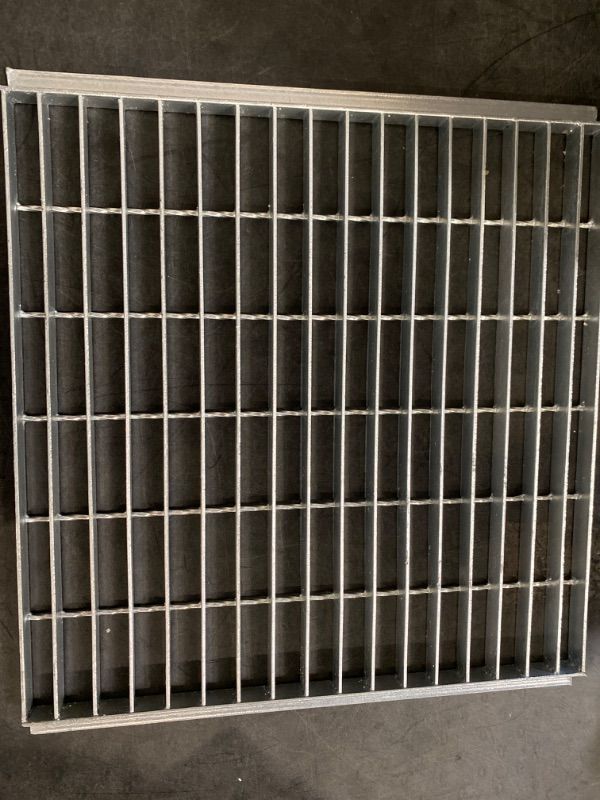 Photo 2 of Galvanized Steel Drain Grate and Frame, 23x23 Outdoor Drain Cover with Base, B125 Class Channel Grate, Durable Heavy Duty Sewer Grate, Sliver Square Drainage Grate for Concrete Floor