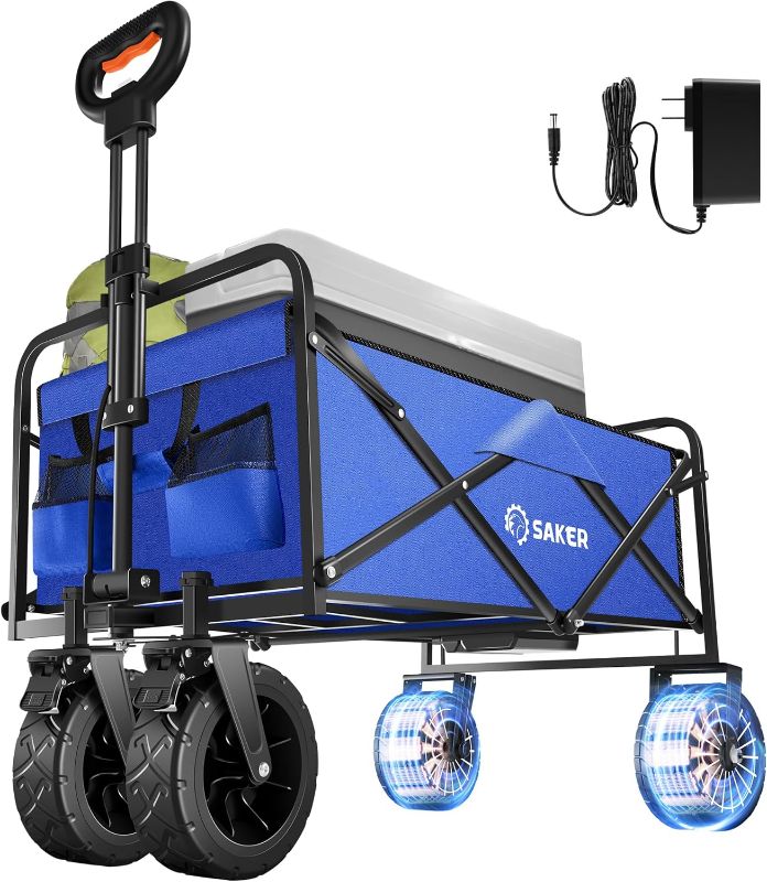 Photo 1 of Saker Electric Utility Wagon, Heavy Duty 300L Utility Wagon Carts with 7" All-Terrain Wheel,Foldable Beach Cart for Camping Garden Sports Shopping