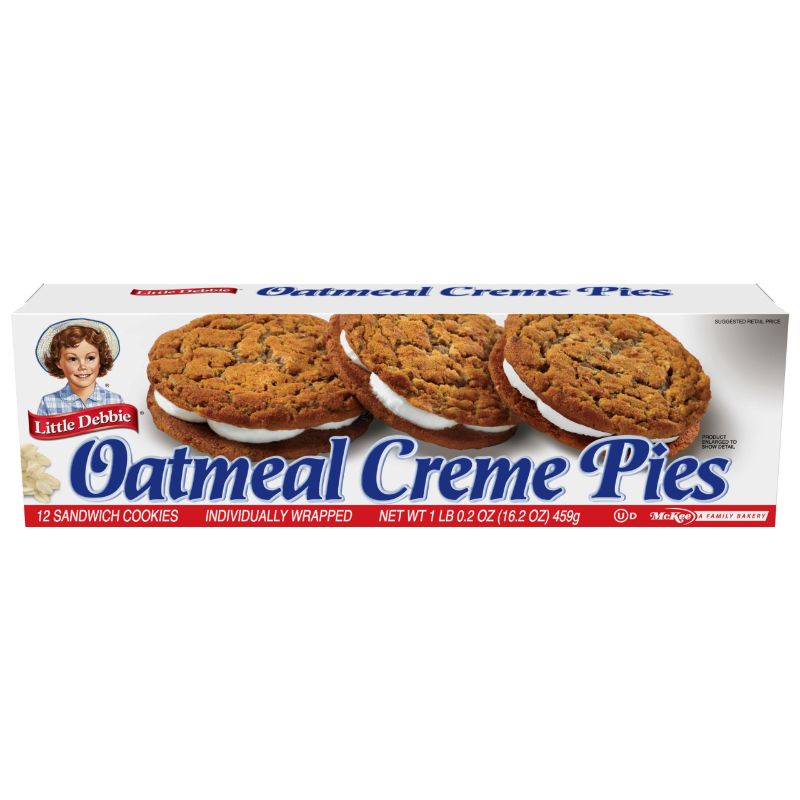 Photo 1 of 3 PCK Little Debbie Oatmeal Crème Pies, 12 Individually Wrapped Sandwich Cookies, 16.2 OZ Box EXP AUG 13 2024