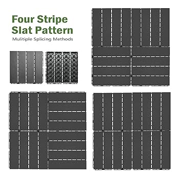 Photo 1 of 12"x12" Plastic Interlocking Deck Tiles Outdoor All Weather Use Waterproof Flooring Decking Tiles Patio Floor Tile for Poolside Balcony Backyard Porch(12 * 12 INCH, Dark Gray,