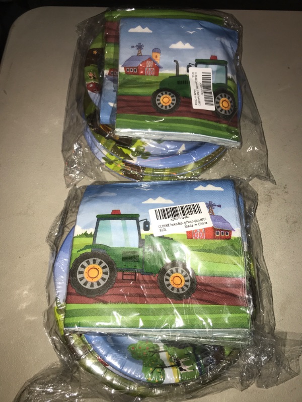 Photo 2 of 2x 40Pcs Tractors Party Supplies 20 Plates + 20 Napkin Tractors Farm Birthday Party Decorations (Tractors)