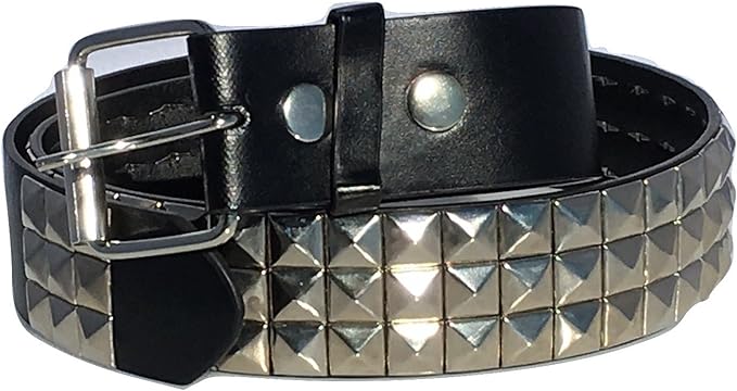 Photo 1 of XL Dangerous Threads Black Studded Belt- 1 1/2" - Nickel Pyramid Studs - Punk, Goth