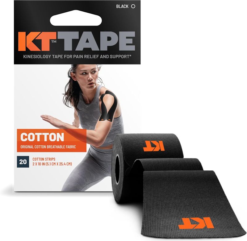 Photo 1 of KT Tape, Original Cotton, Elastic Kinesiology Athletic Tape, 20 Count, 10” Precut Strips