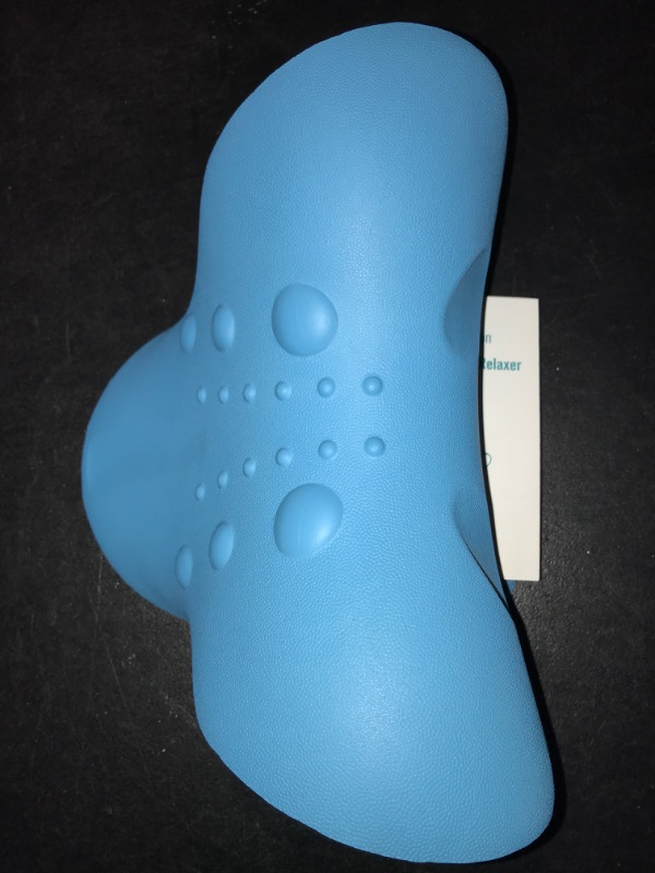 Photo 2 of RESTCLOUD Neck and Shoulder Relaxer, Cervical Traction Device for TMJ Pain Relief and Cervical Spine Alignment, Chiropractic Pillow Neck Stretcher (Blue)