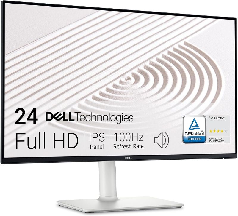 Photo 1 of Dell S2425HS Monitor - 23.8 Inch, FHD (1920x1080) Display, 100Hz Refresh Rate 1500:1 Contrast Ratio, TÜV Rheinland Eye Comfort 4 Star, Integrated 2x5W Speaker, Height/Tilt/Swivel/Pivot - Ash White
