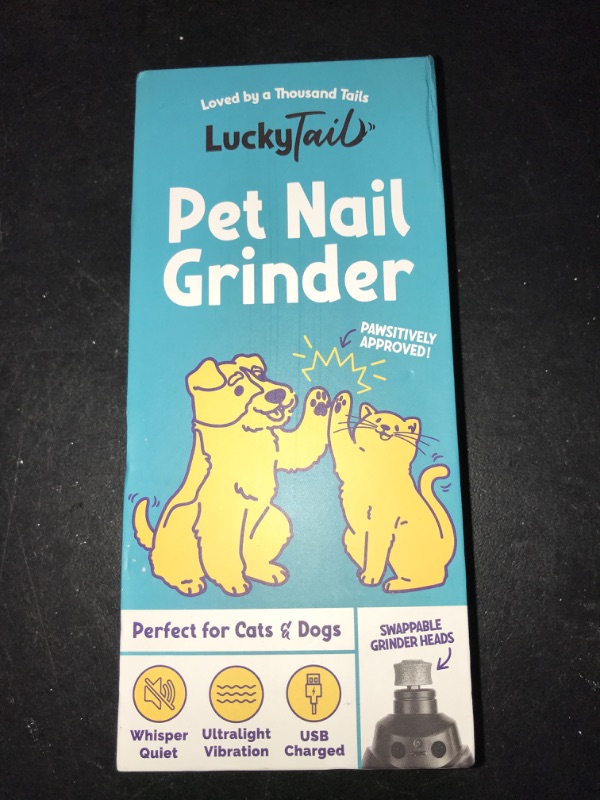 Photo 2 of LuckyTail Pet Nail Grinder for Dogs and Cats - Super Quiet and Low Vibration Electric Dog Nail Grinder with 2 LED Lights - USB Rechargeable and Cordless - 2 Speeds - Small to Large Pets