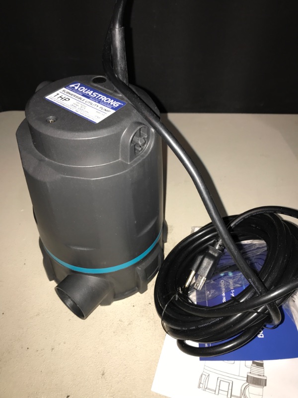 Photo 1 of Aquastrong Sump Pump 1 HP Submersible Water Pump Thermoplastic Portable Utility Pump 4500 GPH High Flow Water Removal for Swimming Pool Garden Pond Basement Window Wells with 10ft Long Power Cord
