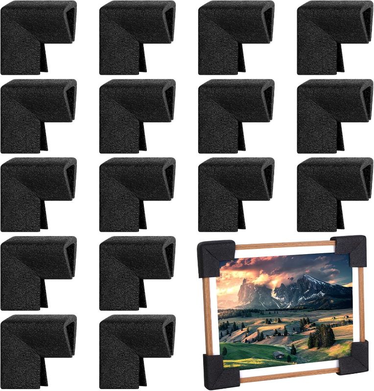 Photo 1 of 16Pcs Photo Mirror TV Frame Edge Protection Corners for Shipping Moving Corner Protector Foam Corner Protectors Edge Protector Foam Shipping Corners Foam Furniture Bumper(Black)