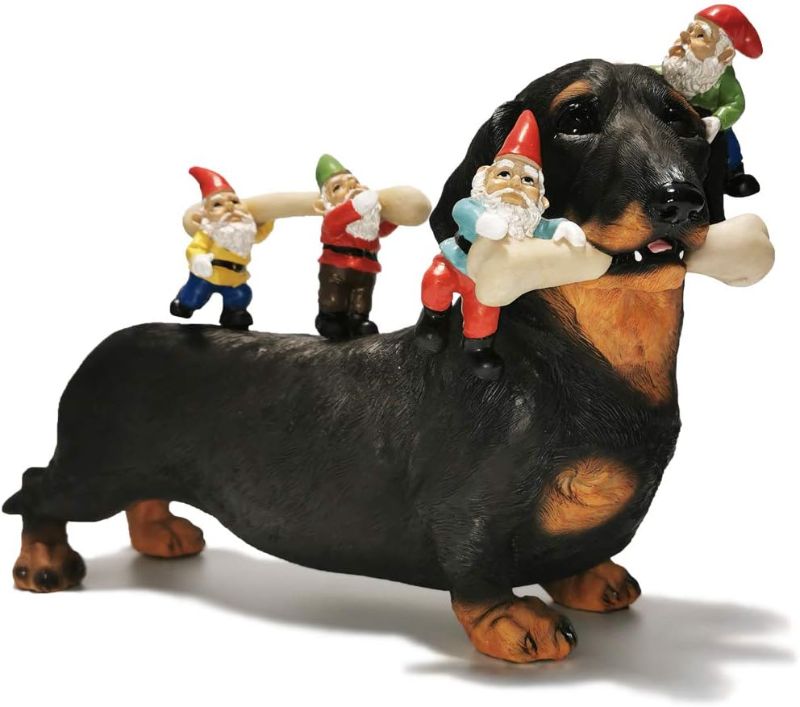 Photo 1 of Sunthus Dachshund Garden Gnomes Statues Outdoor Funny Decorations Yard Weiner Decor