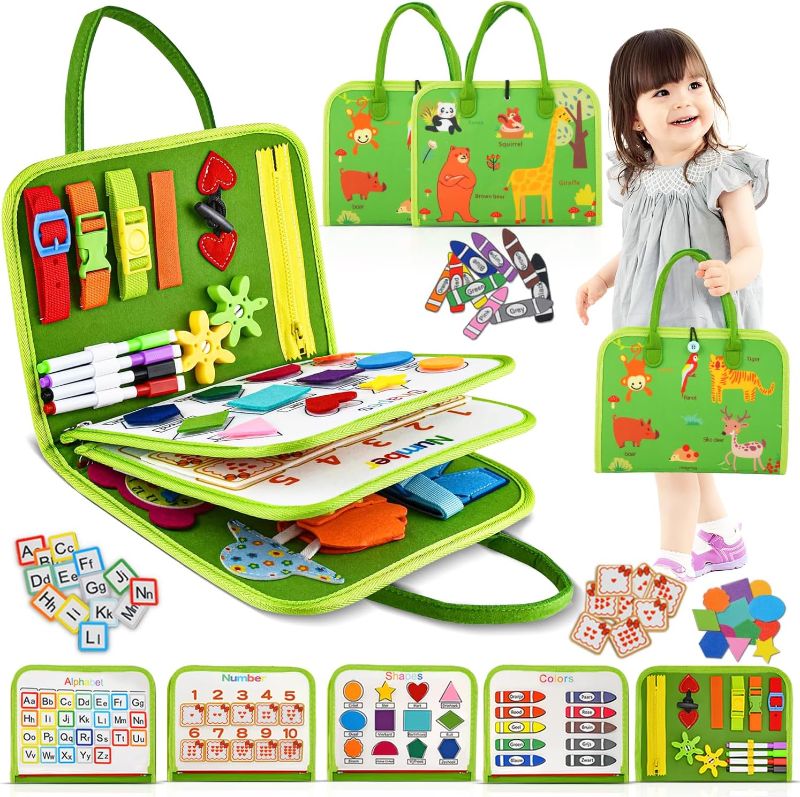 Photo 1 of Busy Board for Toddlers 1 2 3 4 Years Old, Baby Montessori Toy Busy Book for Toddlers 1-3 Years Old Boys & Girls Gift, Educational Travel Toy Teaching Basic Motor Skills