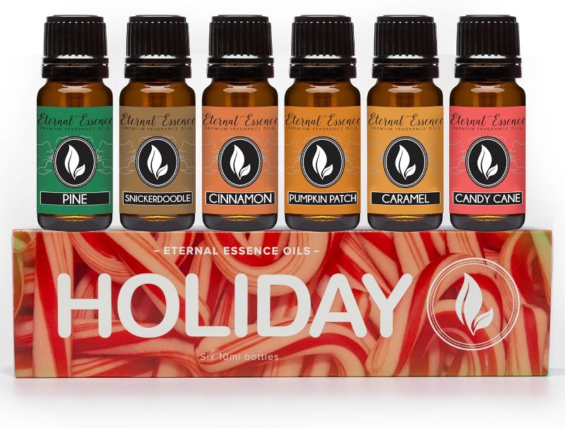 Photo 1 of Eternal Essence Oils Holiday Set of 6 Premium Fragrance Oils - Includes Oils for Diffusers, Soap & Candle Making, Aromatherapy - Includes Candy Cane, and Pumpkin Patch Scented Oils - 10ML