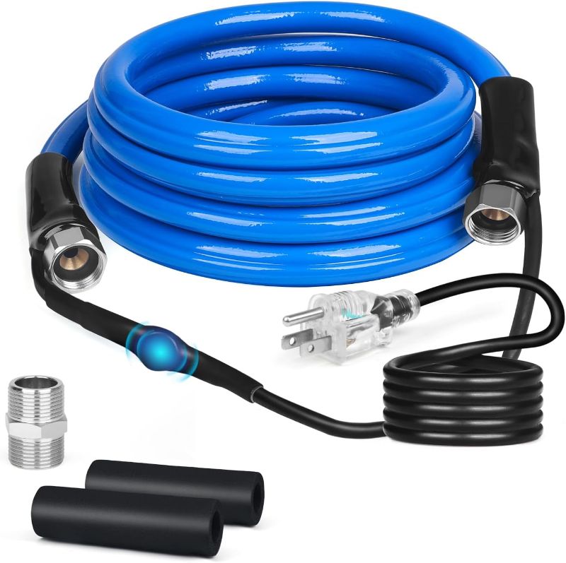 Photo 1 of 25FT Heated Water Hose for RV,Heated Drinking Water Hose with Thermostat,Lead and BPA Free,1/2" Inner Diameter,Temperatures Down to -40°F Self-Regulating,Blue Appearance