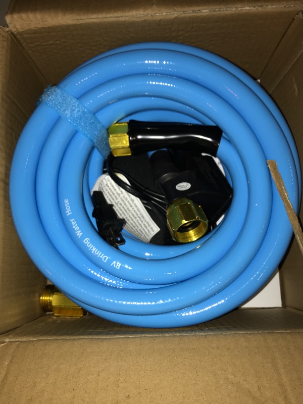 Photo 2 of 25FT Heated Water Hose for RV,Heated Drinking Water Hose with Thermostat,Lead and BPA Free,1/2" Inner Diameter,Temperatures Down to -40°F Self-Regulating,Blue Appearance