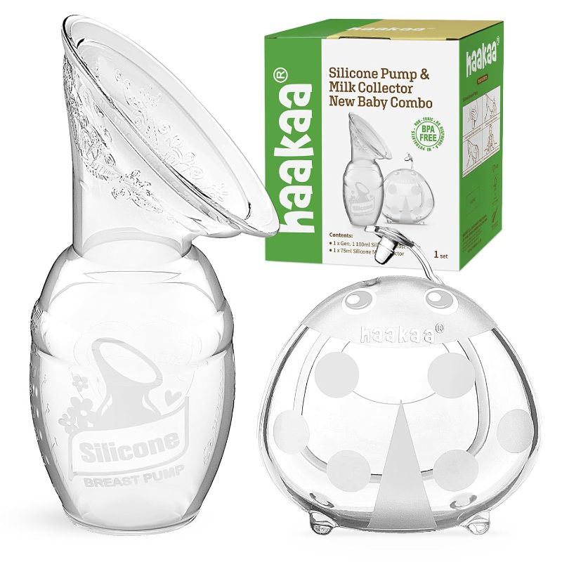 Photo 1 of haakaa Manual Breast Pump for Breastfeeding 4oz/100ml and Ladybug Milk Collector 2.5oz/75ml Combo, Food-Grade Silicone