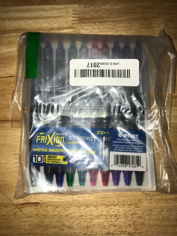 Photo 2 of Pilot, FriXion Synergy Clicker Erasable, Refillable, Retractable Gel Ink Pens, Extra Fine Point 0.5 mm, Pack of 10, Assorted Colors