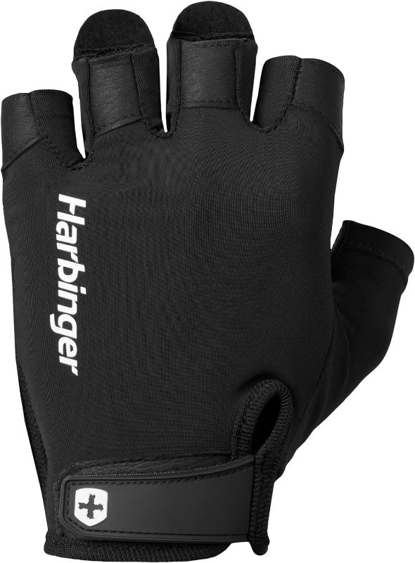 Photo 1 of Harbinger Pro Gloves 2.0 for Weightlifting, Training, Fitness, and Gym Workouts - Unisex Black Large