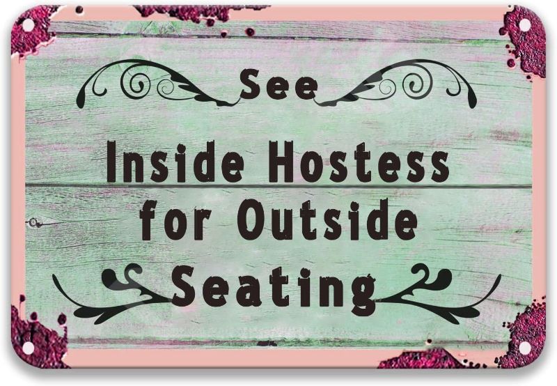 Photo 1 of 2x See Inside Hostess For Outside Seating Vintage Tin Signs For Man Cave Vintage Coffee Decor Kitchen Wall Decor Farmhouse 12x16 Inch