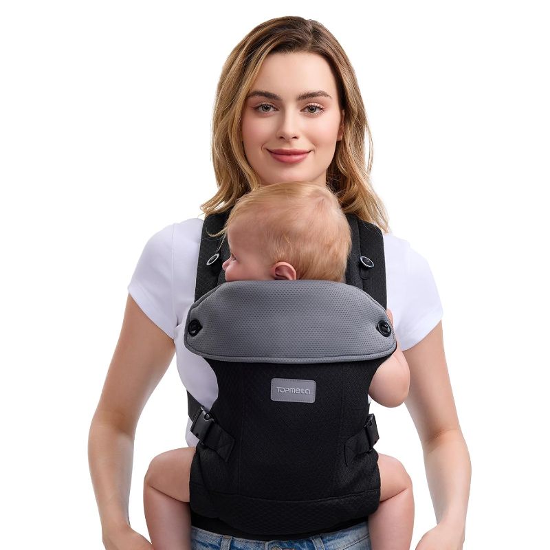 Photo 1 of Baby Carrier Newborn to Toddler, Adjustable Neck Support for 7-45lbs, Breathable Comfort, Ergonomic Support for Mom and Baby, Deep Gery