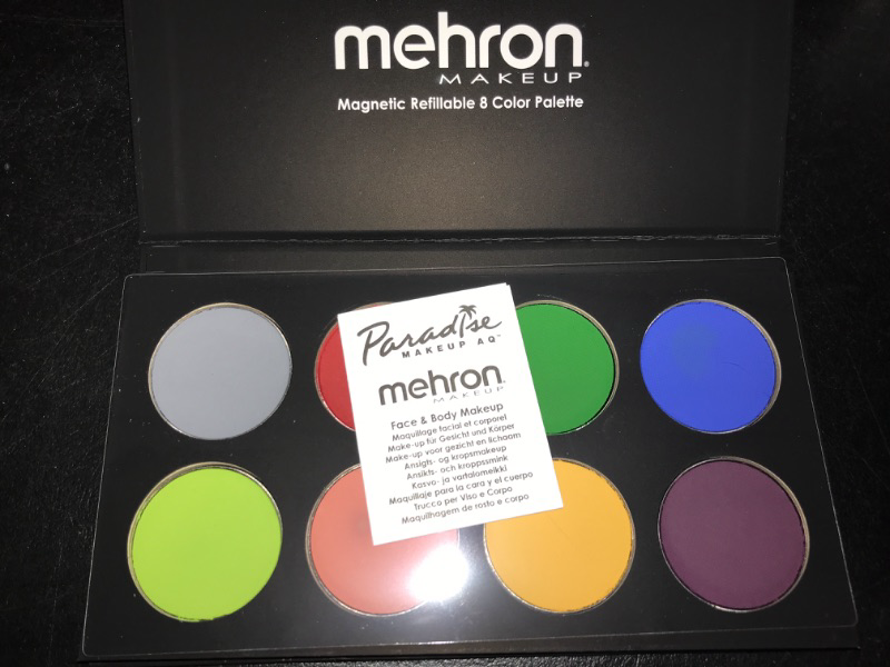 Photo 2 of Mehron Makeup Paradise Makeup AQ 8 Color Basic Palette | Magnetic Refillable Body Paint & Face Paint Palette | Professional Water Activated Makeup for Costumes, SFX, Halloween, & Cosplay