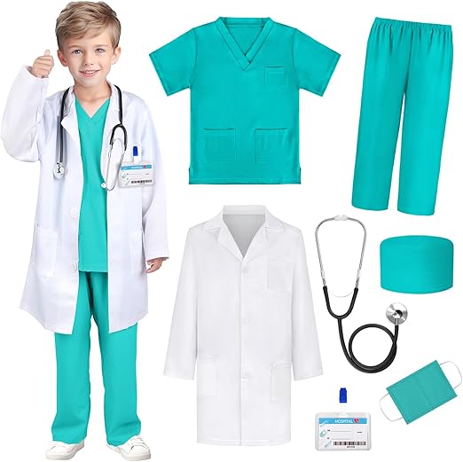 Photo 1 of GIFTINBOX Doctor Costume for Kids Doctor Lab Coat for Kids Real Stethoscope, Girls Halloween Costumes for Kids age 3-12