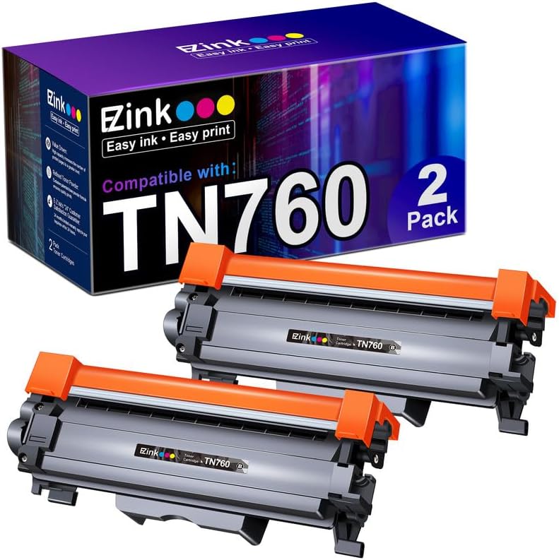 Photo 1 of E-Z Ink TN760 Compatible Toner Cartridges Replacement for Brother TN-760 TN730 TN-730 to Use with MFC-L2710DW MFC-L2750DW HL-L2350DW HL-L2370DW HL-L2395DW HL-L2390DW DCP-L2550DW (Black, 2 Pack)