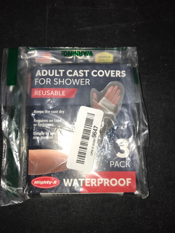 Photo 2 of Mighty-X 100% Waterproof Cast Covers for Shower Arm Adult - [Watertight Seal] - 3pk Reusable Cast Protectors - Half Arm Cast Bags for Shower Arm