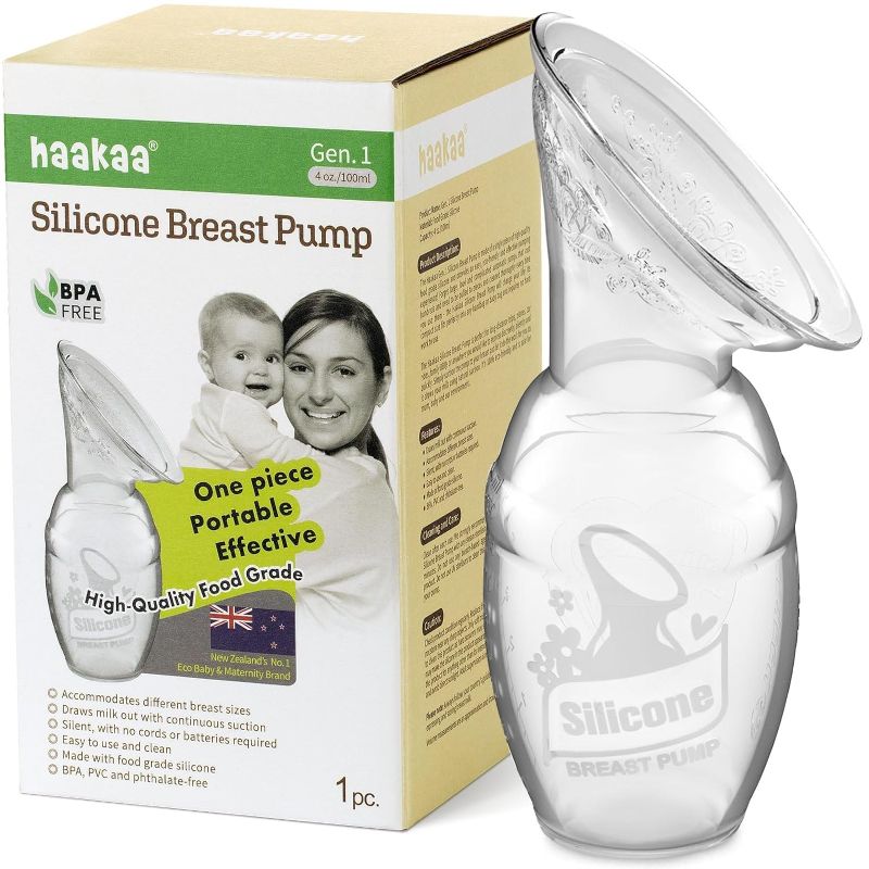 Photo 1 of haakaa Manual Breast Pump for Breastfeeding, Silicone, Clear 4oz/100ml