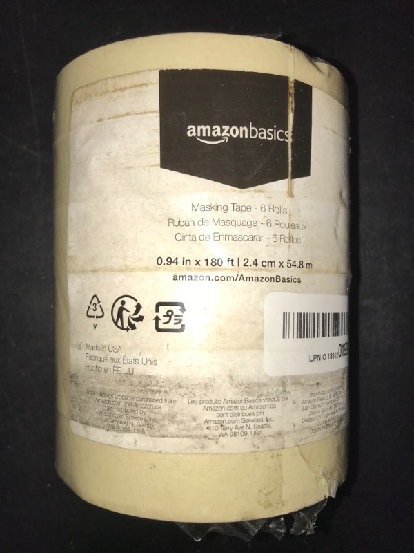 Photo 2 of Amazon Basics Masking Tape, 0.94 Inch by 180 Feet, 6 Rolls, Beige