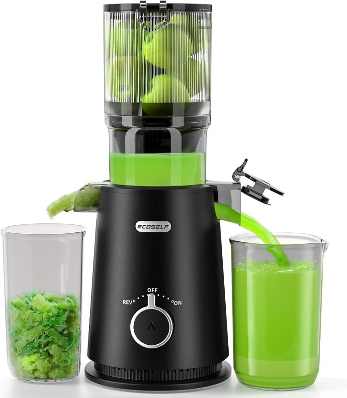 Photo 1 of Juicer Machines, ECOSELF Cold Press Juicer with 4.35" Large Feed Chute Fit Whole Fruits and Vegetables, Easy to Clean, Juice Extractor Self Feeding Effortless for Batch Juicing, High Juice Yield